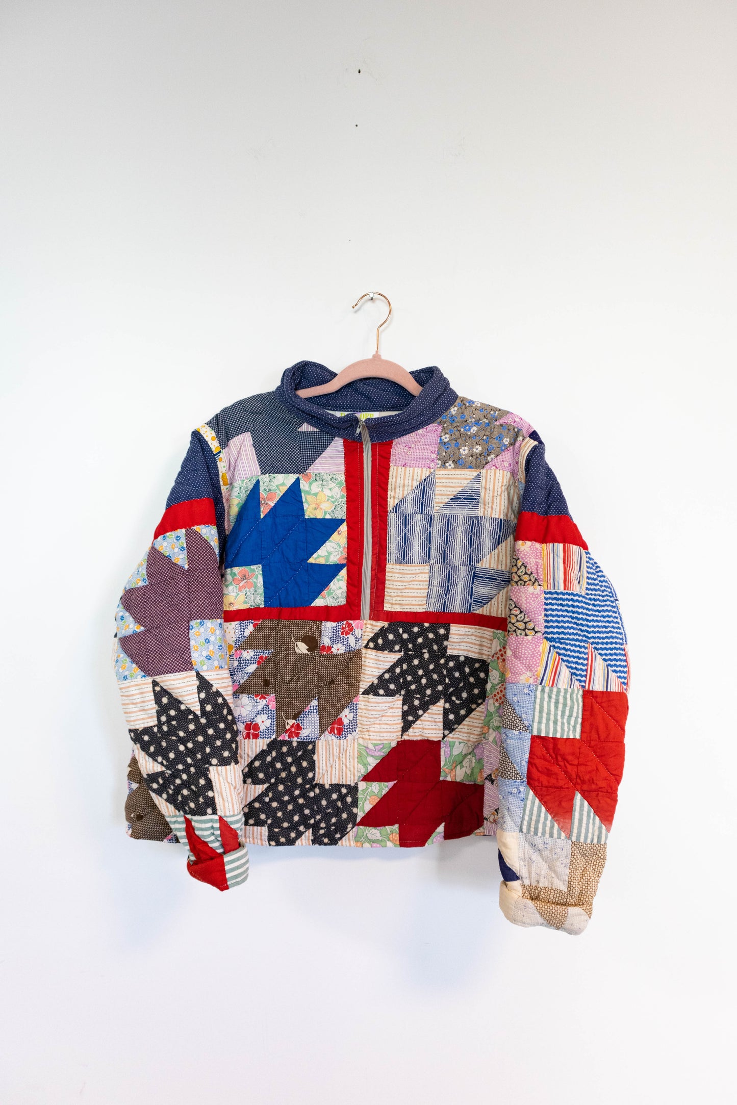 Vintage Upcycled Quilt ¼-Zip Sweatshirt - Large