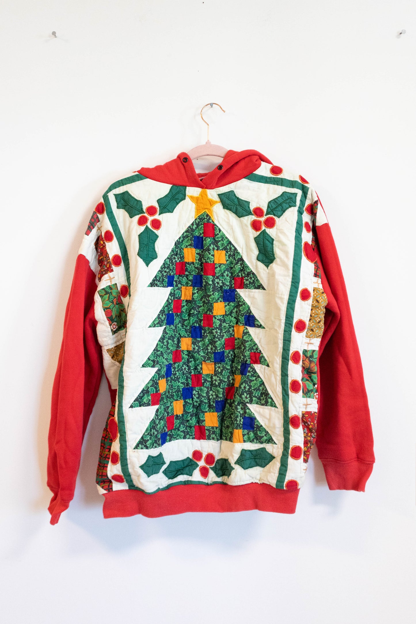 Upcycled Christmas Quilt Hoodie