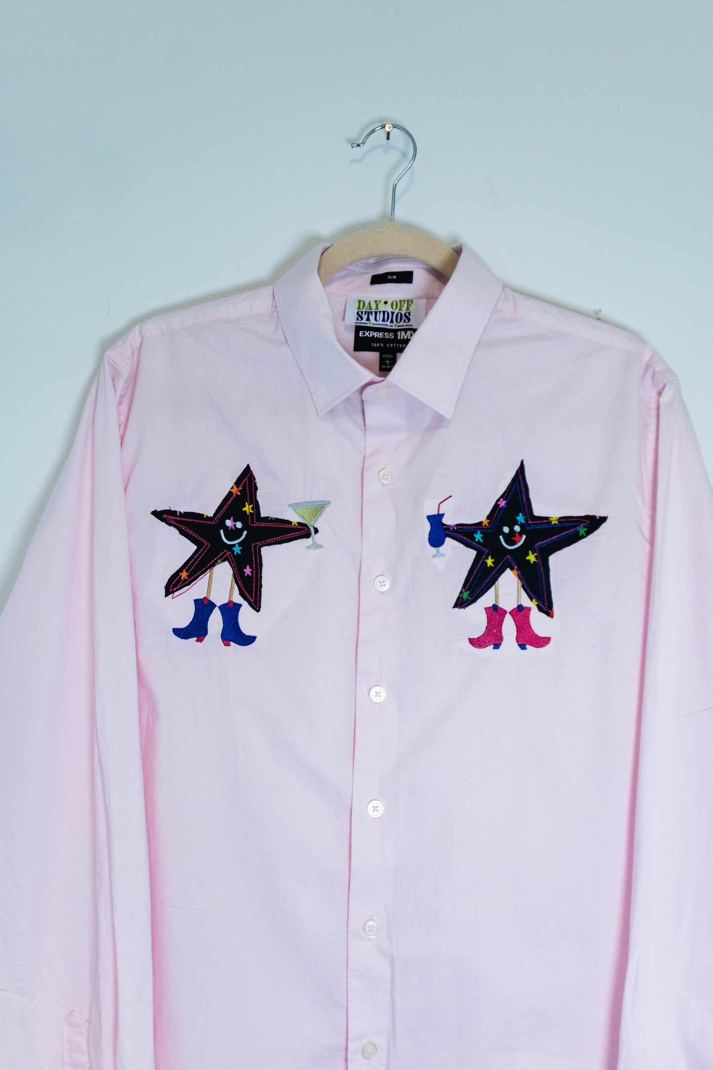 Upcycled Drinking Stars Button Down