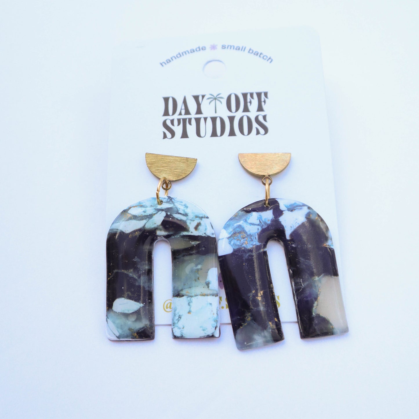 Black & Blue Arch Earrings