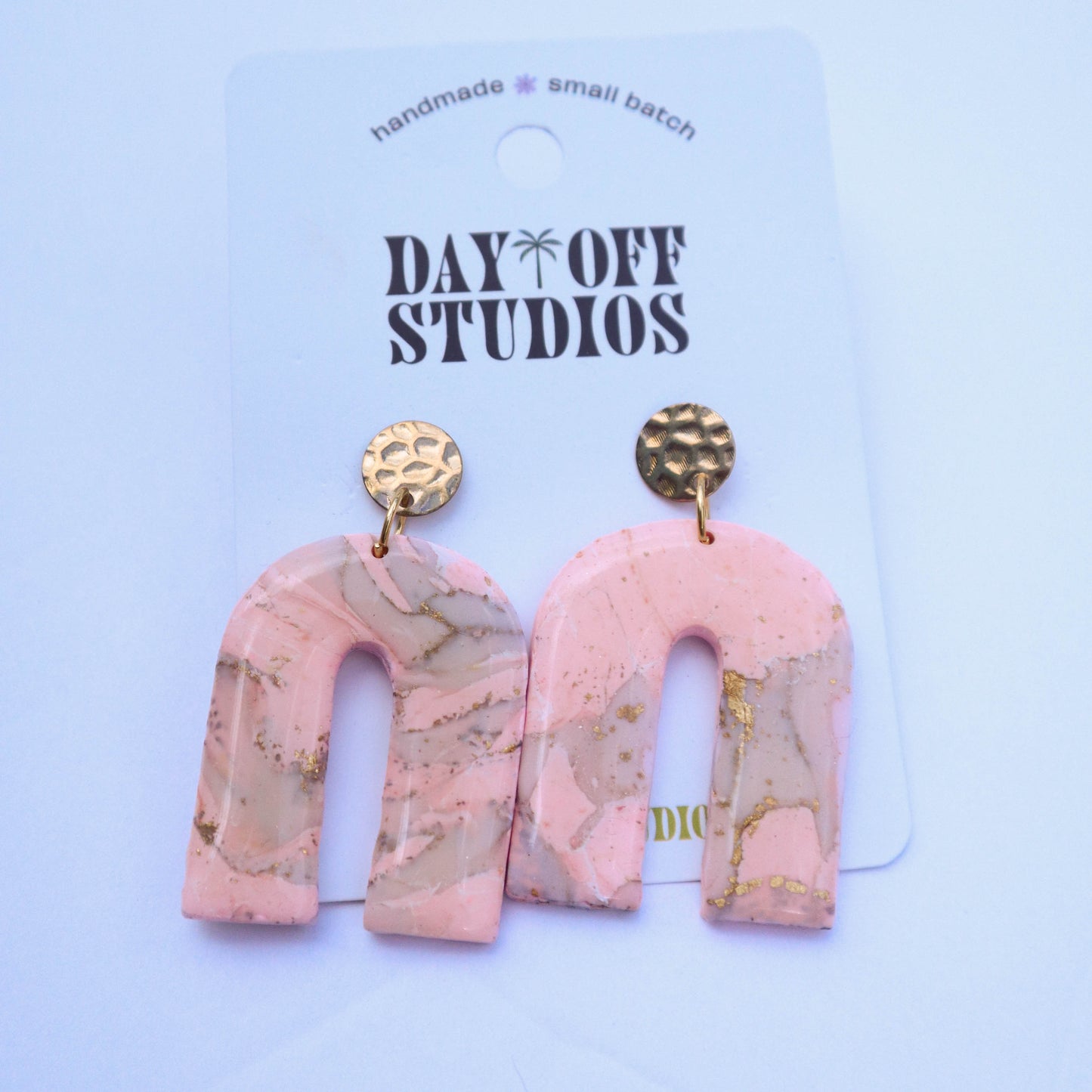 Marbled Pink Arch Earrings