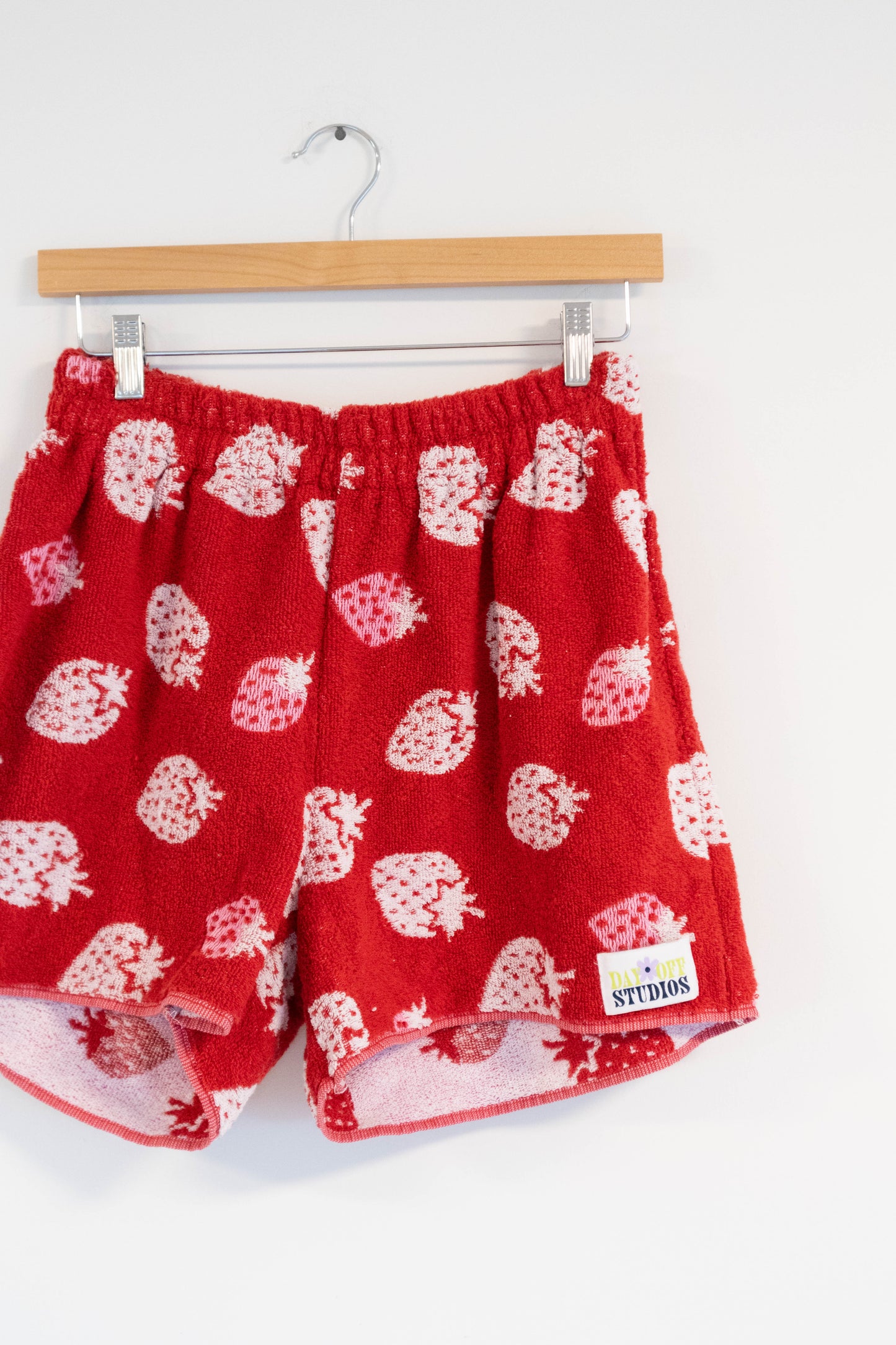Upcycled Strawberry Towel Shorts – One of a Kind Terrycloth Shorts