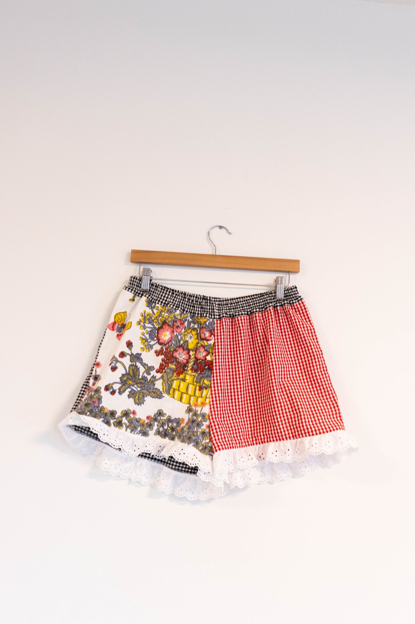 Picnic in the Park Matching Set - Upcycled Gingham & Vintage Tea Towel