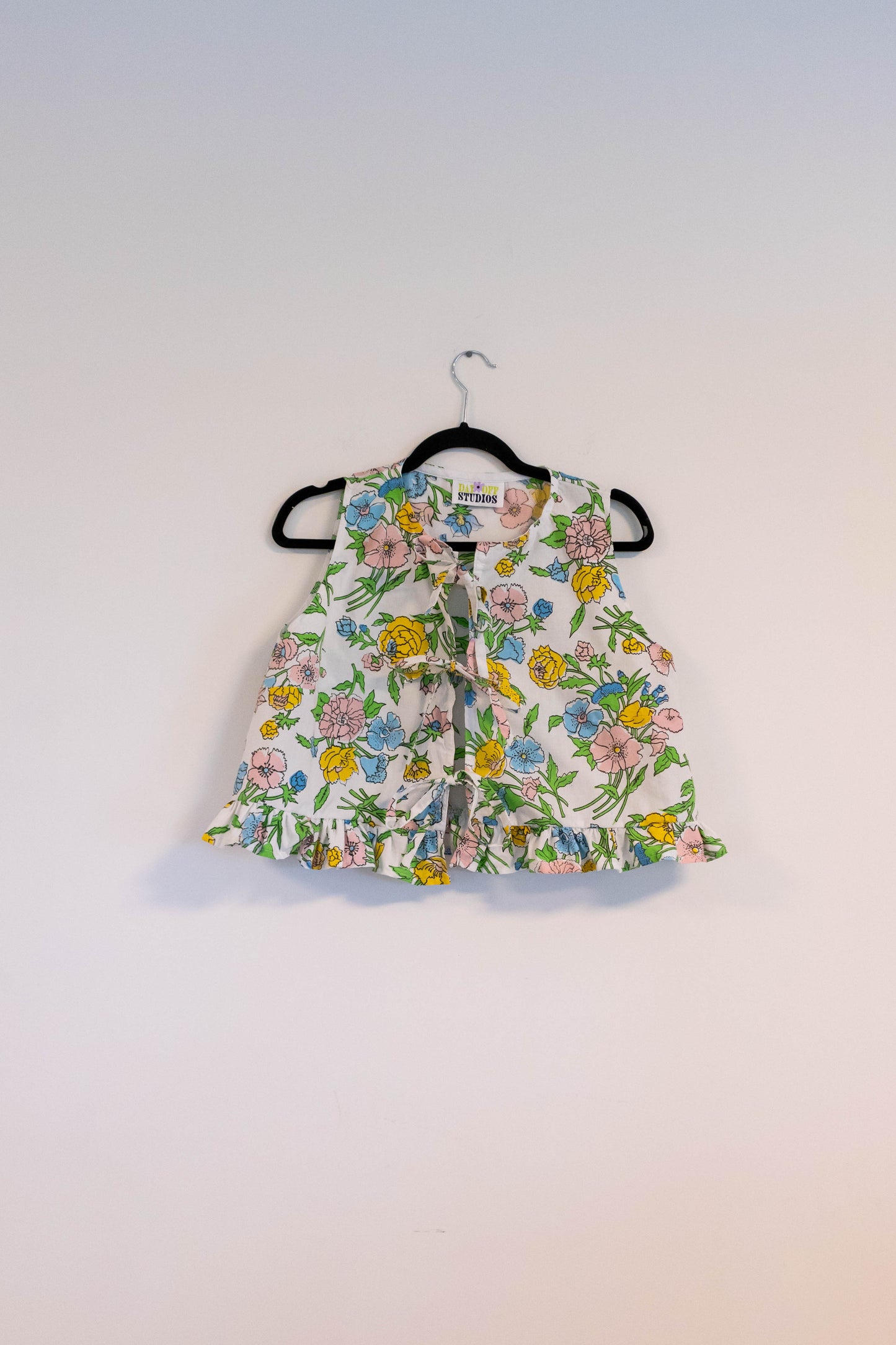 Upcyled Floral Bed Sheet Ruffle Blouse