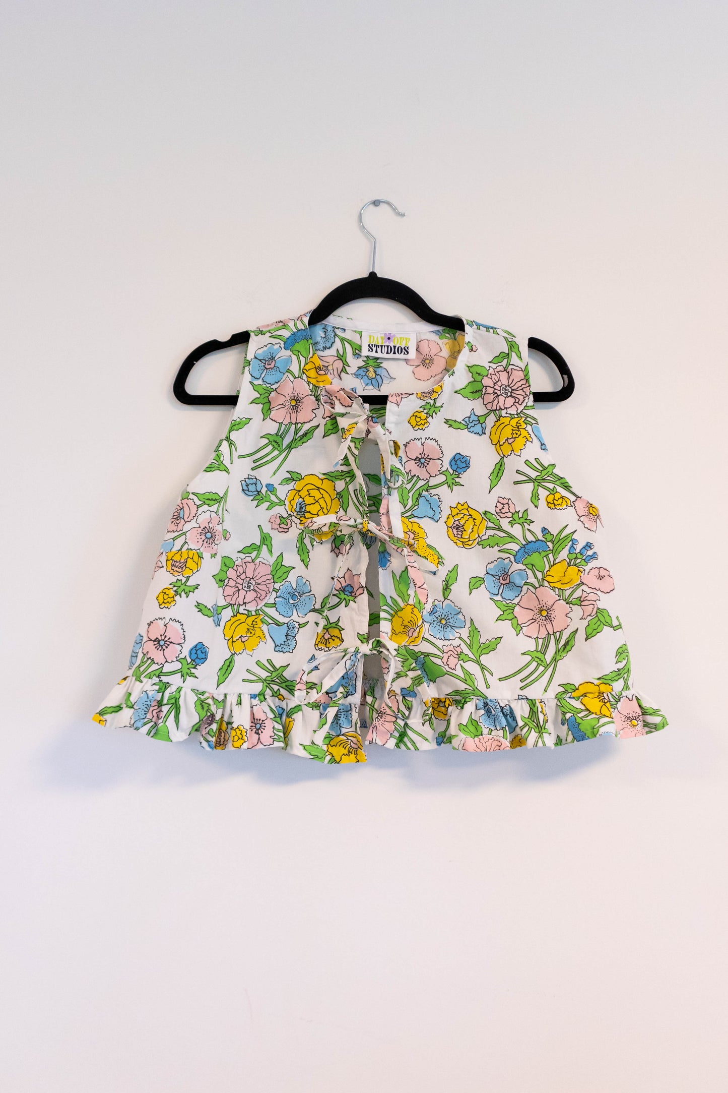 Upcyled Floral Bed Sheet Ruffle Blouse