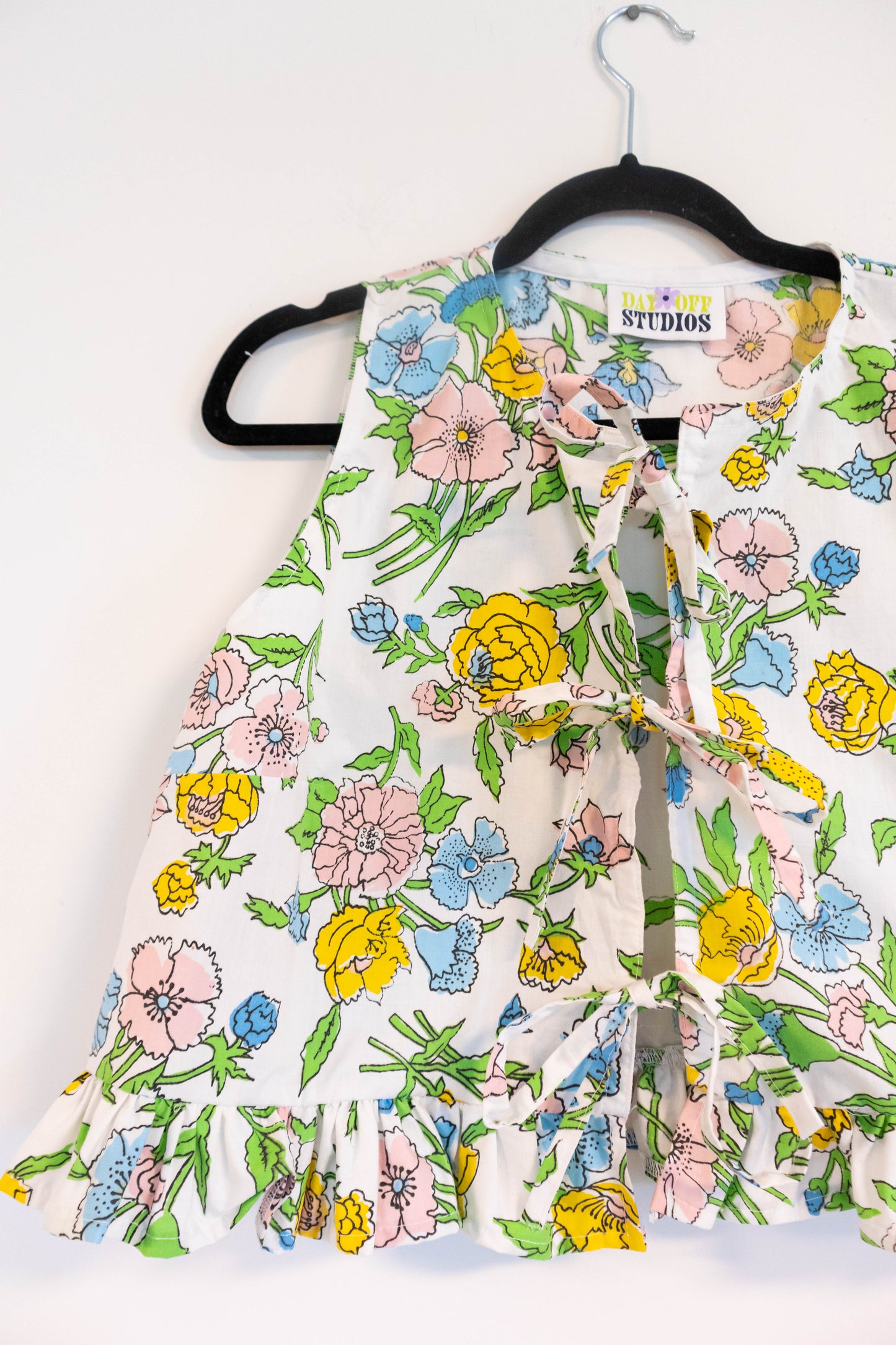 Upcyled Floral Bed Sheet Ruffle Blouse