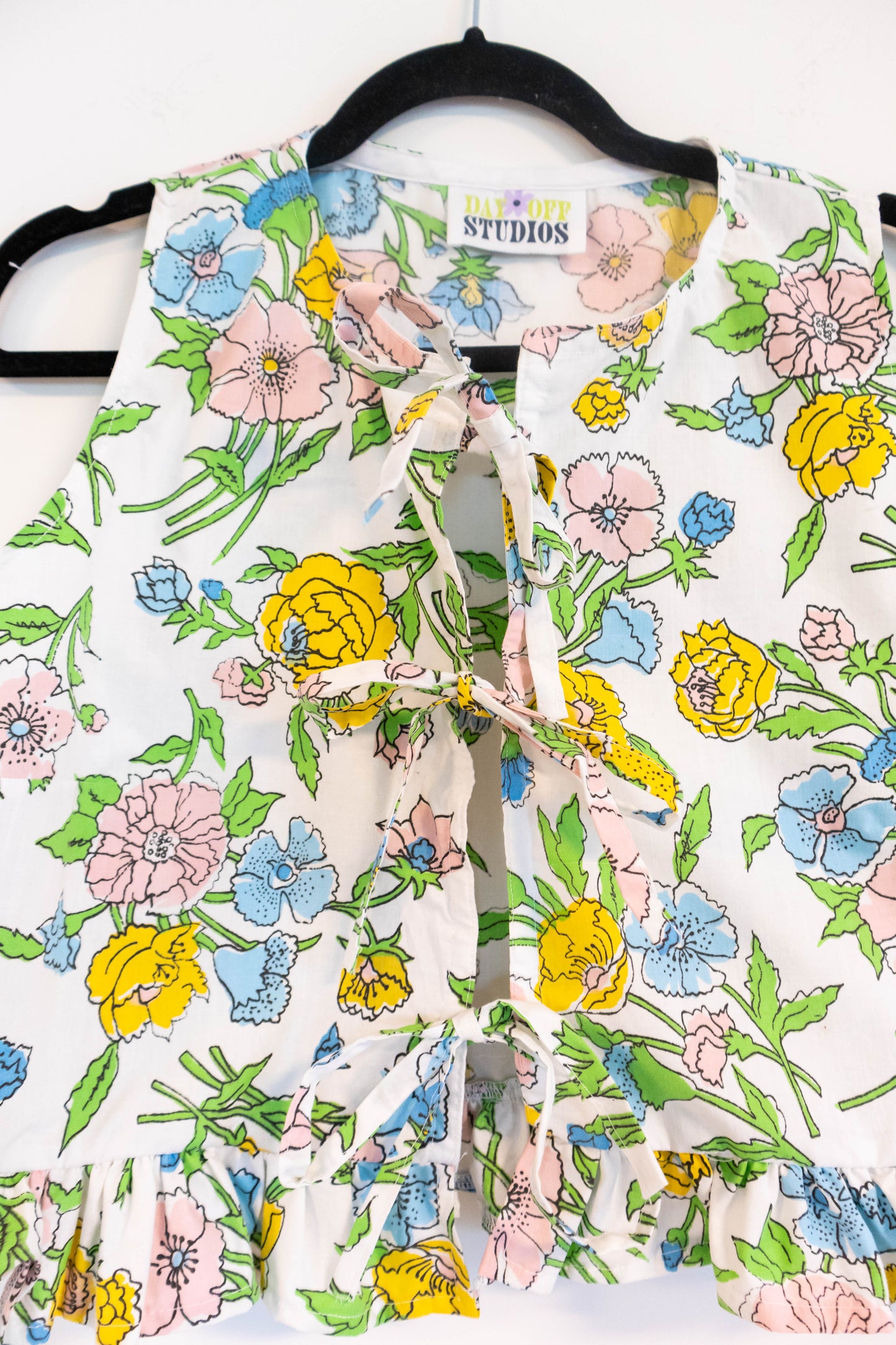 Upcyled Floral Bed Sheet Ruffle Blouse