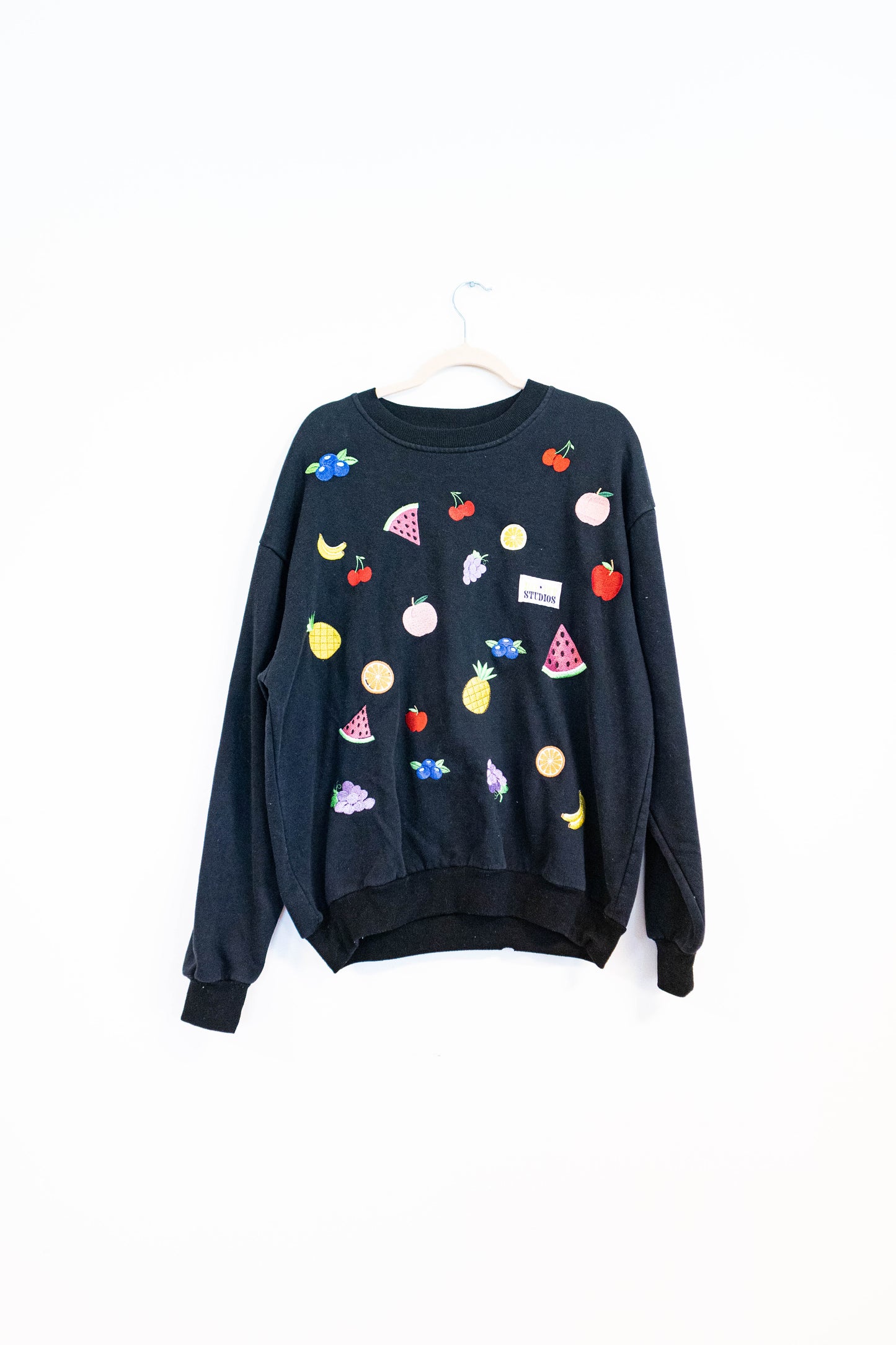Embroidered Fruit Party Sweatshirt - XL