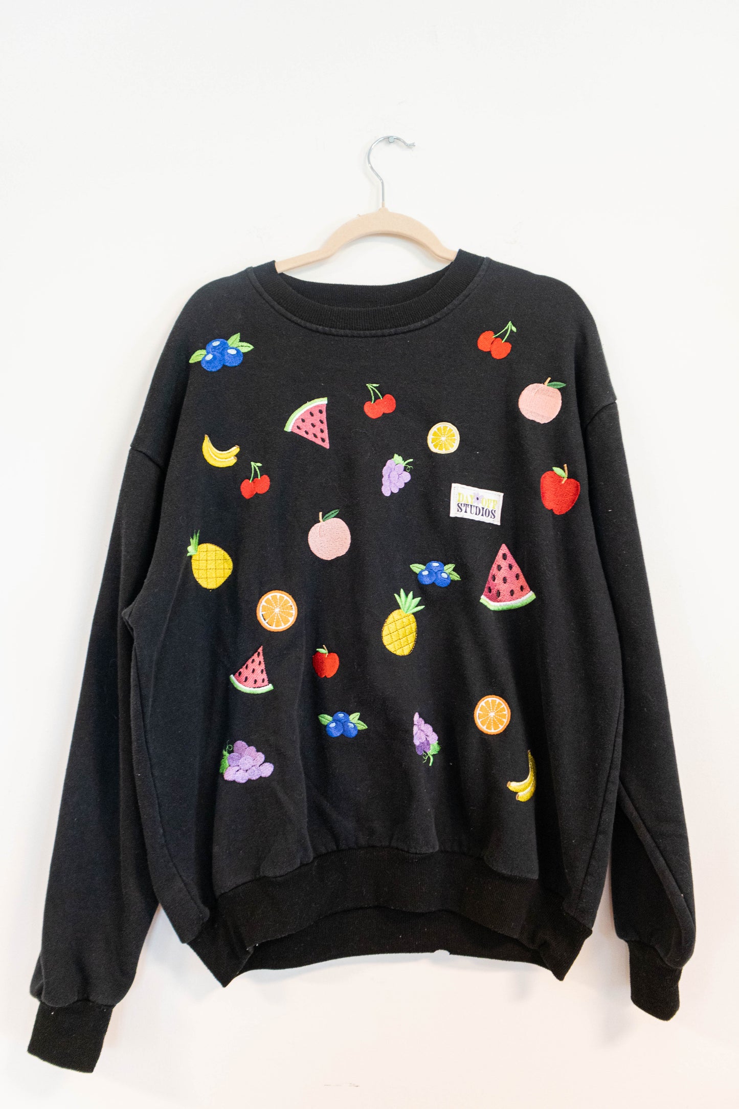 Embroidered Fruit Party Sweatshirt - XL