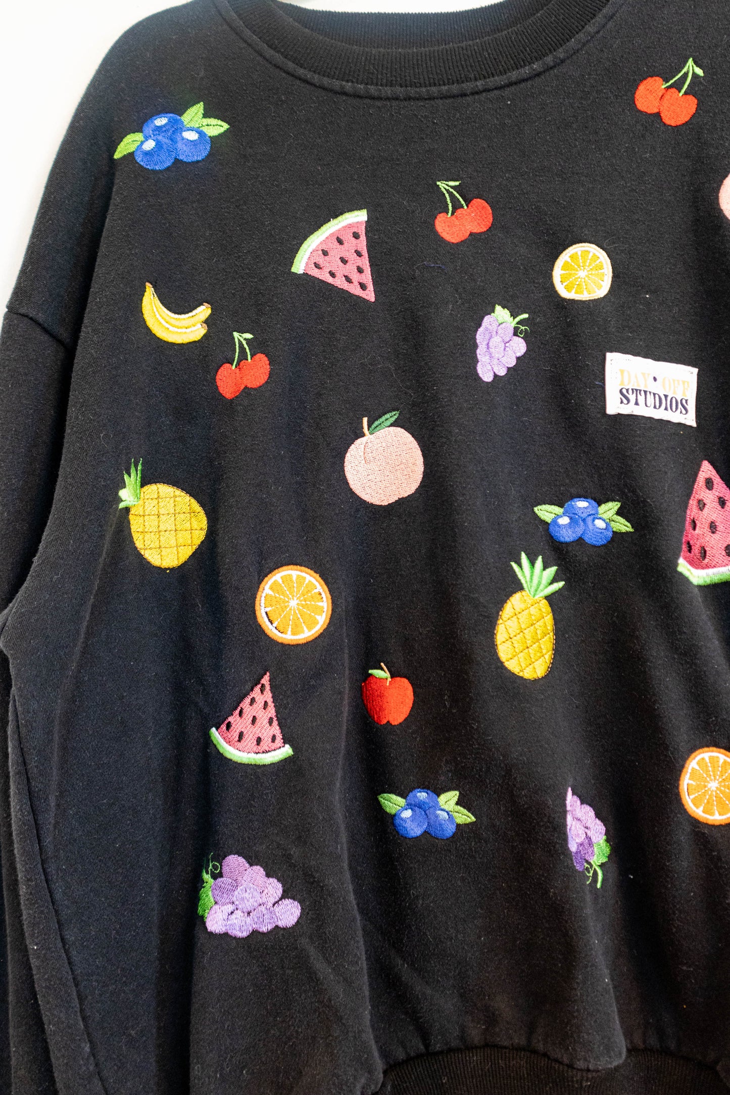Embroidered Fruit Party Sweatshirt - XL