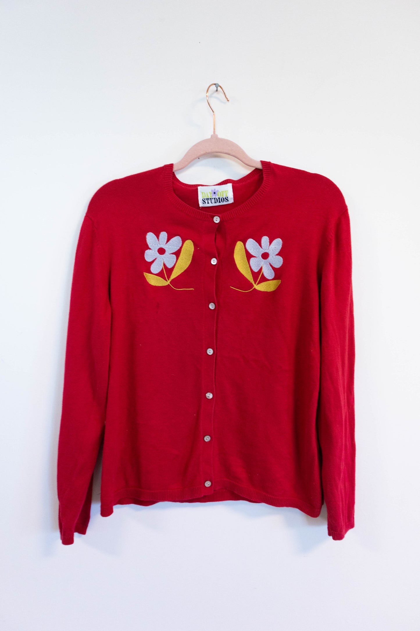Upcycled Red Floral Cardigan