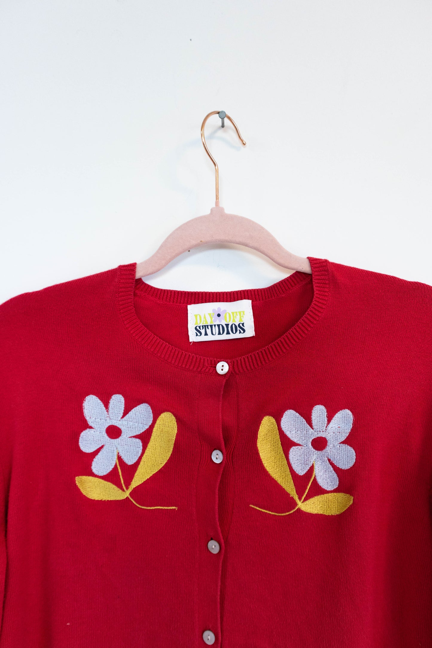 Upcycled Red Floral Cardigan