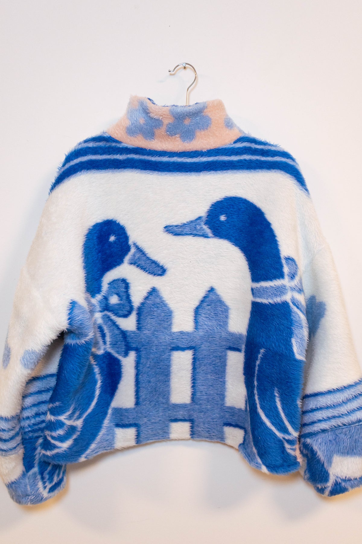 Upcycled Duck Blanket Mock Neck Pullover