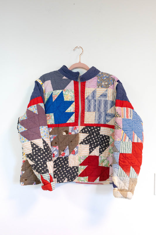 Vintage Upcycled Quilt ¼-Zip Sweatshirt - Large