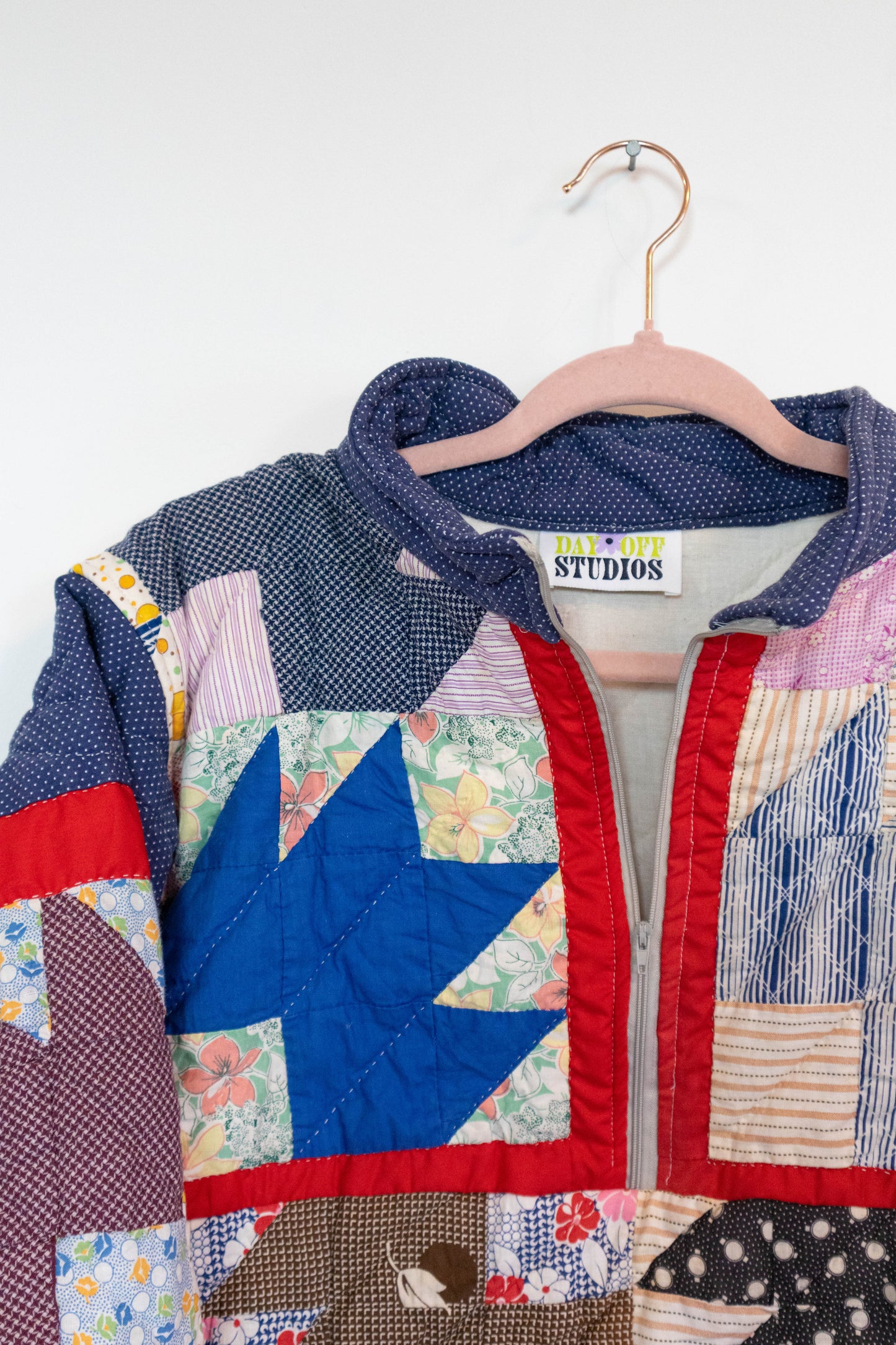 Vintage Upcycled Quilt ¼-Zip Sweatshirt - Large