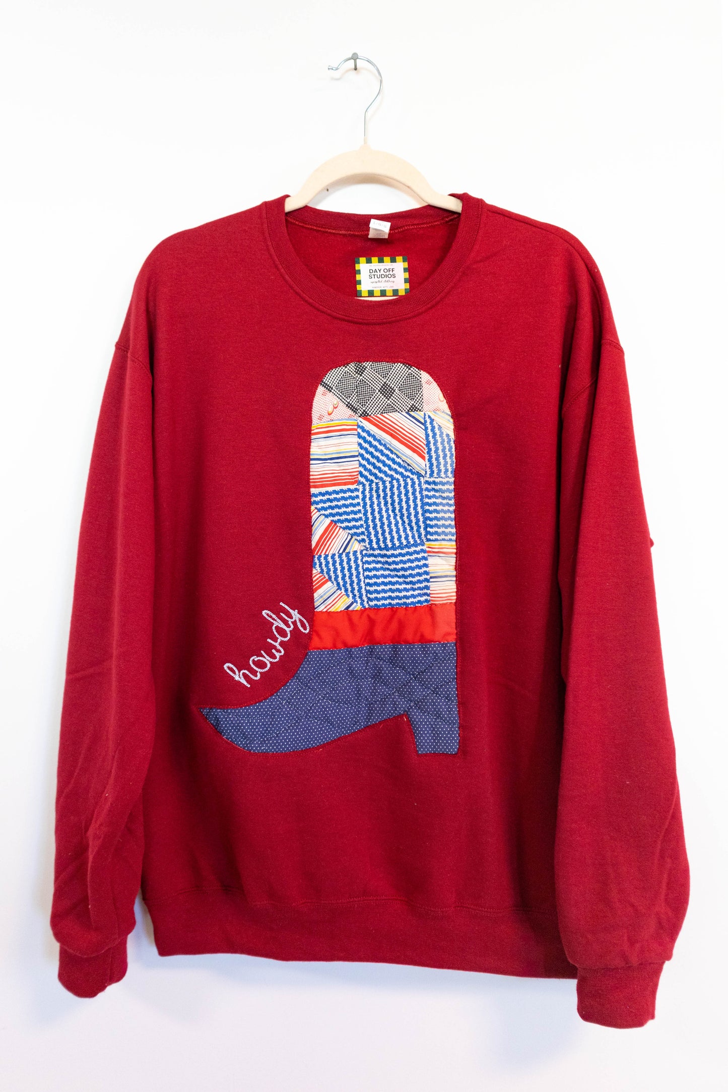 Reverse Appliqué Howdy Cowboy Crew Neck - Large