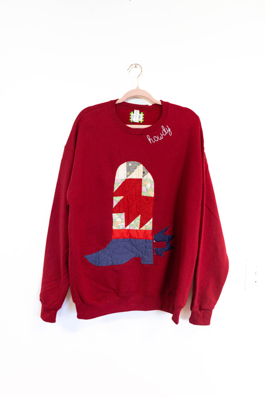 Reverse Appliqué Howdy Cowboy Crew Neck - XL
