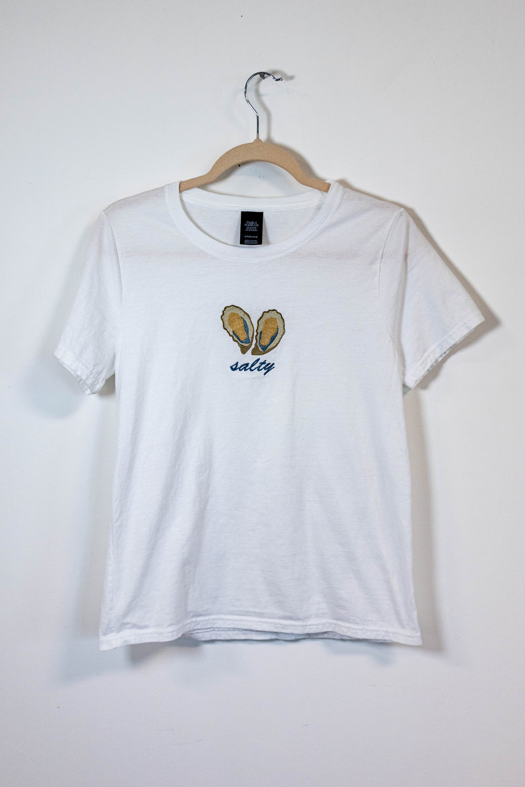 Salty Oyster Embroidered Tee - Small