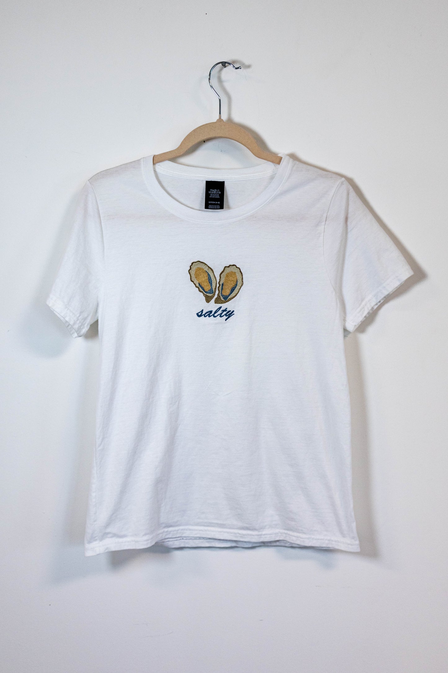 Salty Oyster Embroidered Tee - Small
