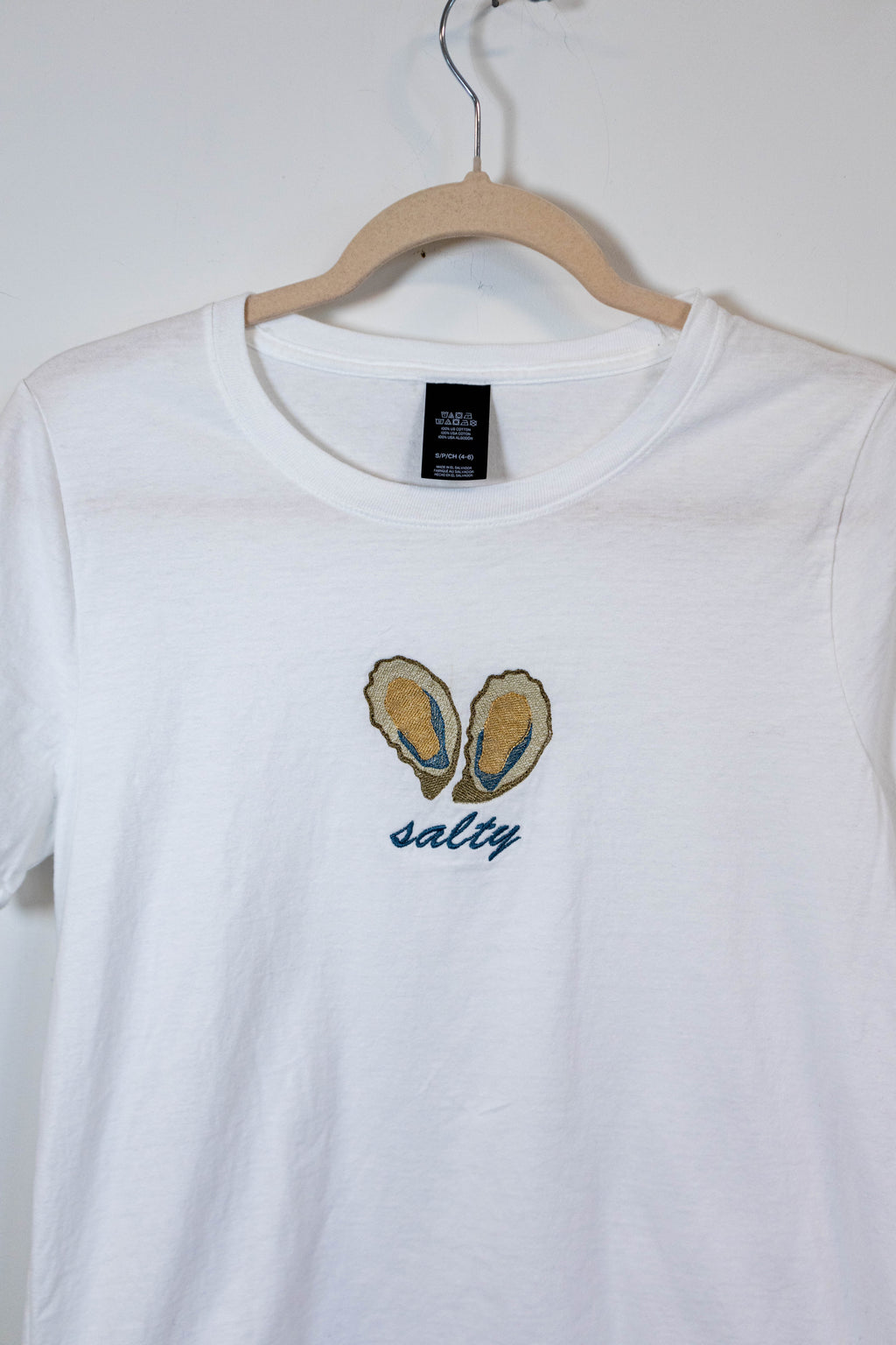 Salty Oyster Embroidered Tee - Small