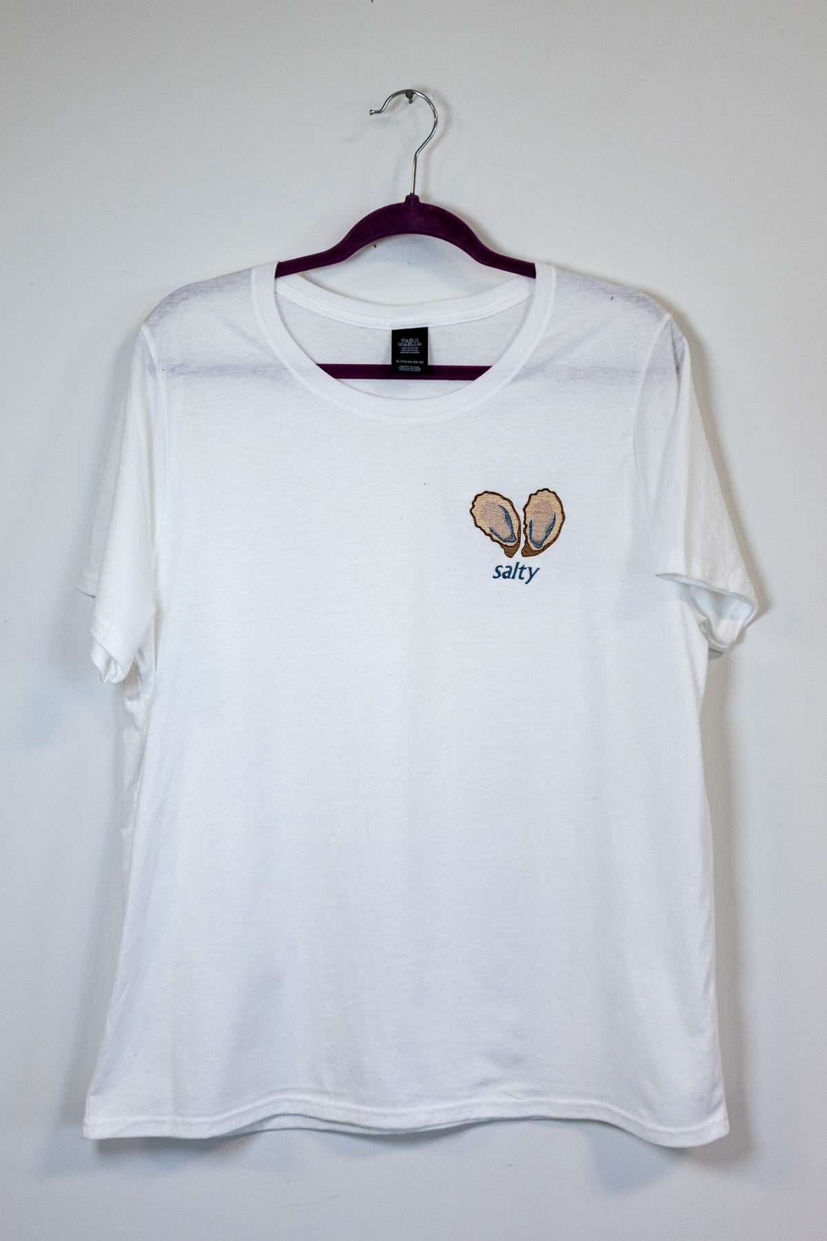 Salty Oyster Embroidered Tee - Womens XL
