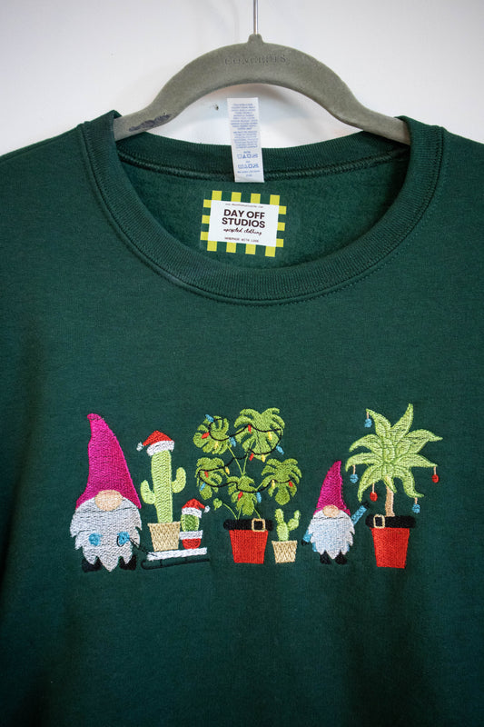 Embroidered Holiday Gnome Crewneck - Large