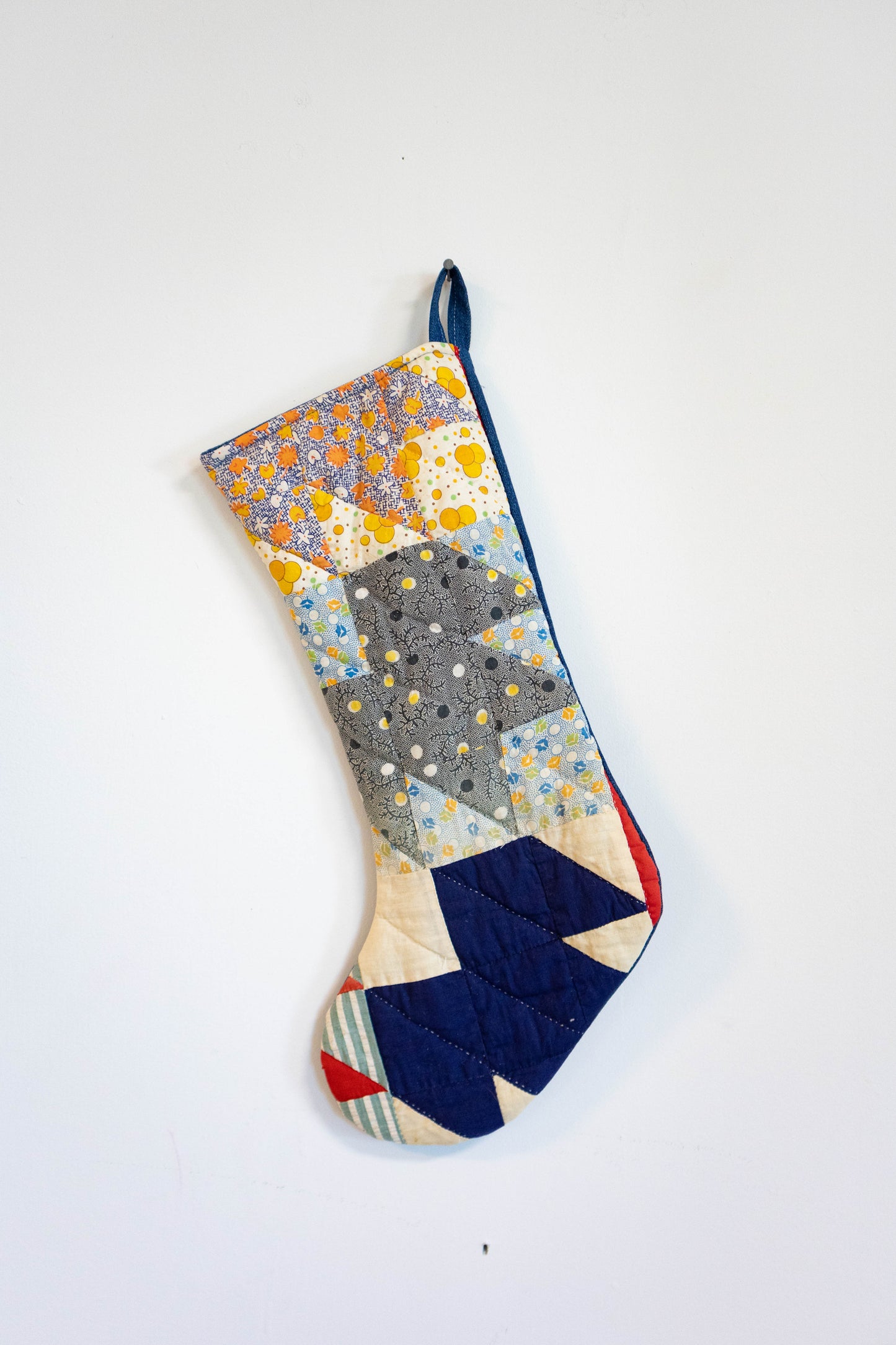 Upcycled Patchwork Quilt & Denim Christmas Stocking