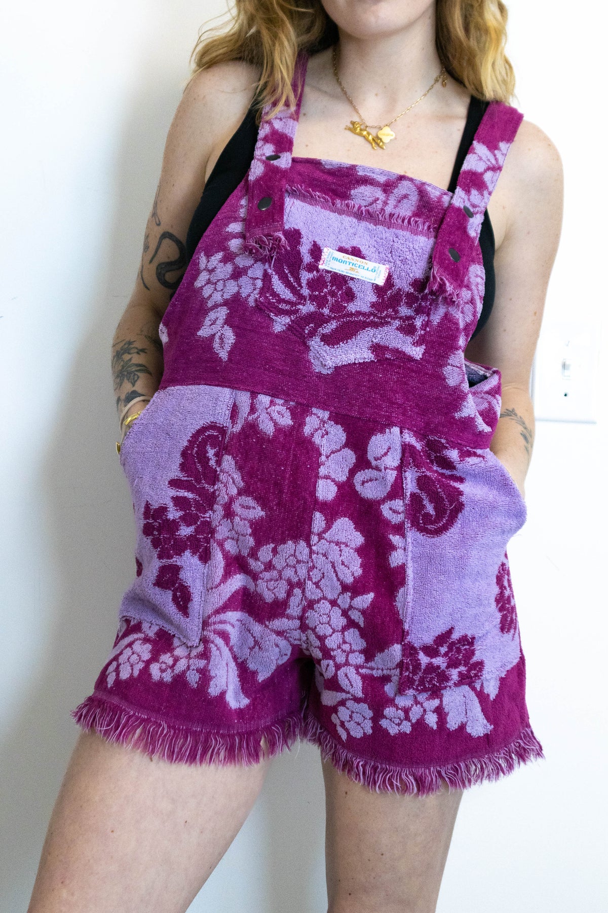 Upcycled 1960s Towel Overalls - S/M