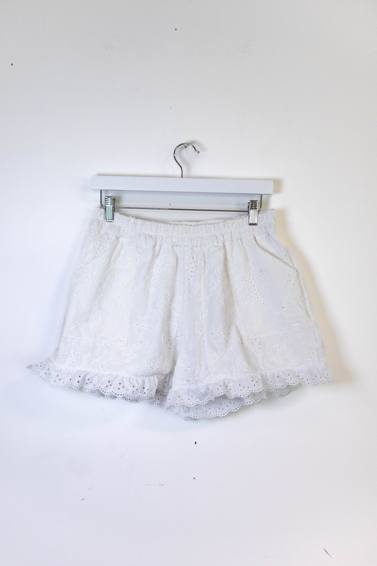 Upcycled White Eyelet Shorts