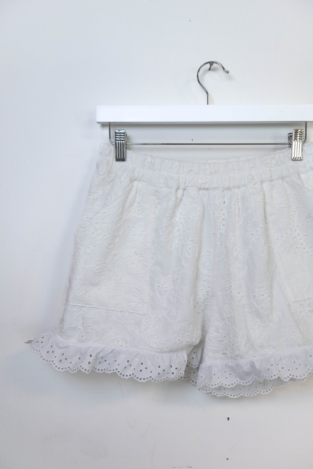 Upcycled White Eyelet Shorts
