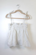 White Eyelet Tie Strap Tank