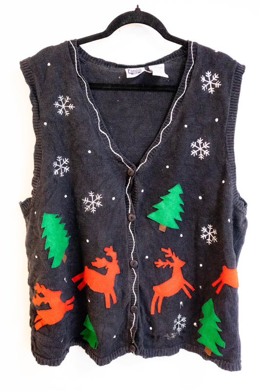 Vintage “Ugly Christmas” Reindeer Vest – Thrifted Holiday Collection