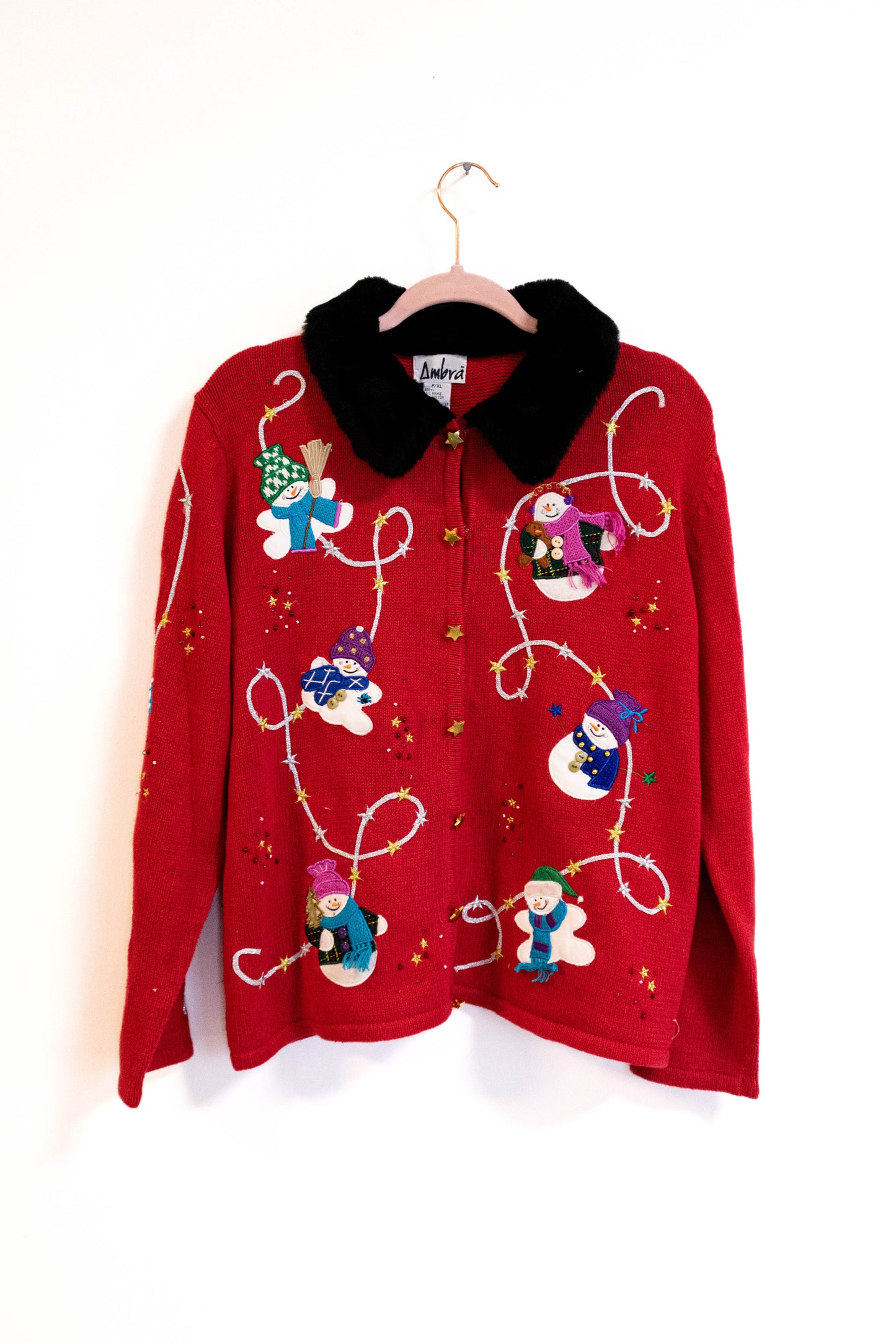 Vintage 90s Snowman Holiday Sweater – Thrifted Ugly Christmas Collection