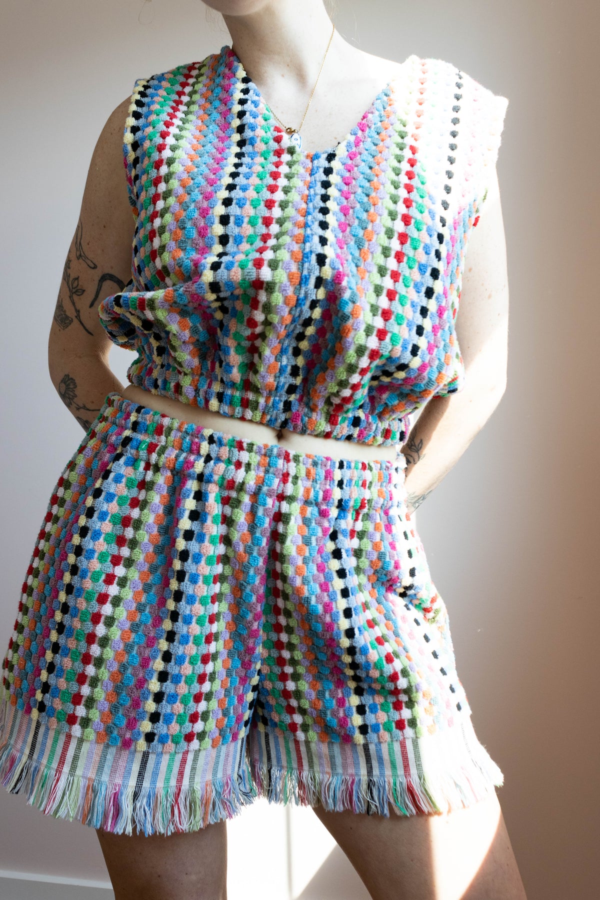Rainbow Terrycloth Crop Vest