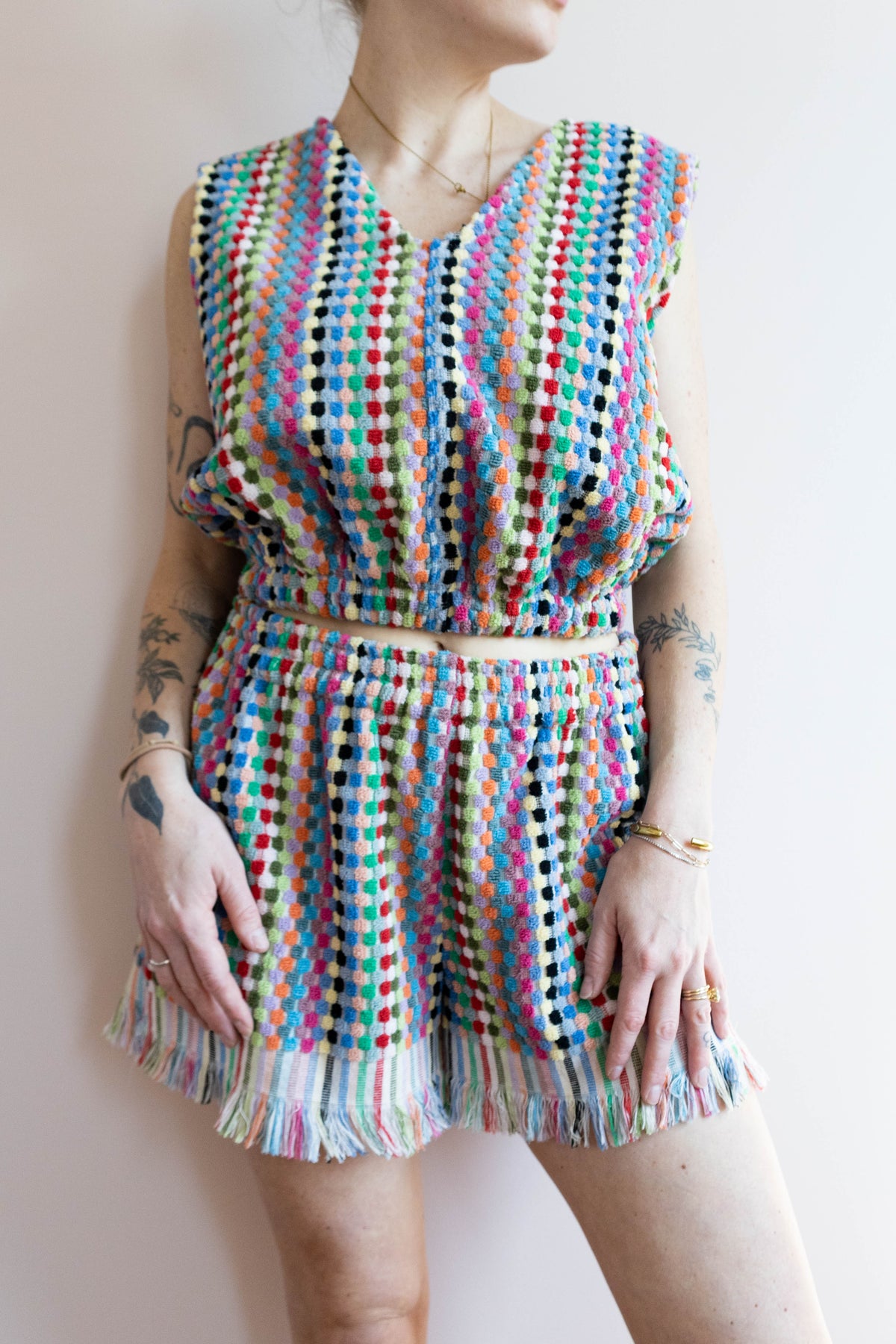 Rainbow Terrycloth Crop Vest