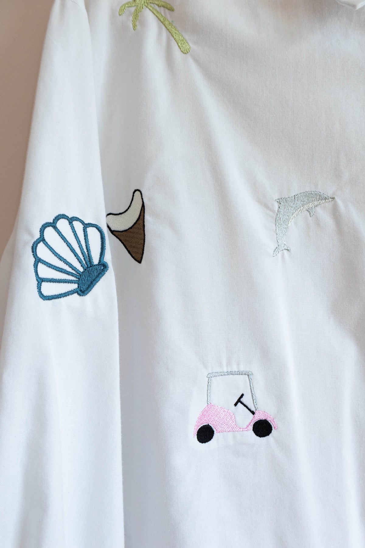 Charleston Things Embroidered Button Down