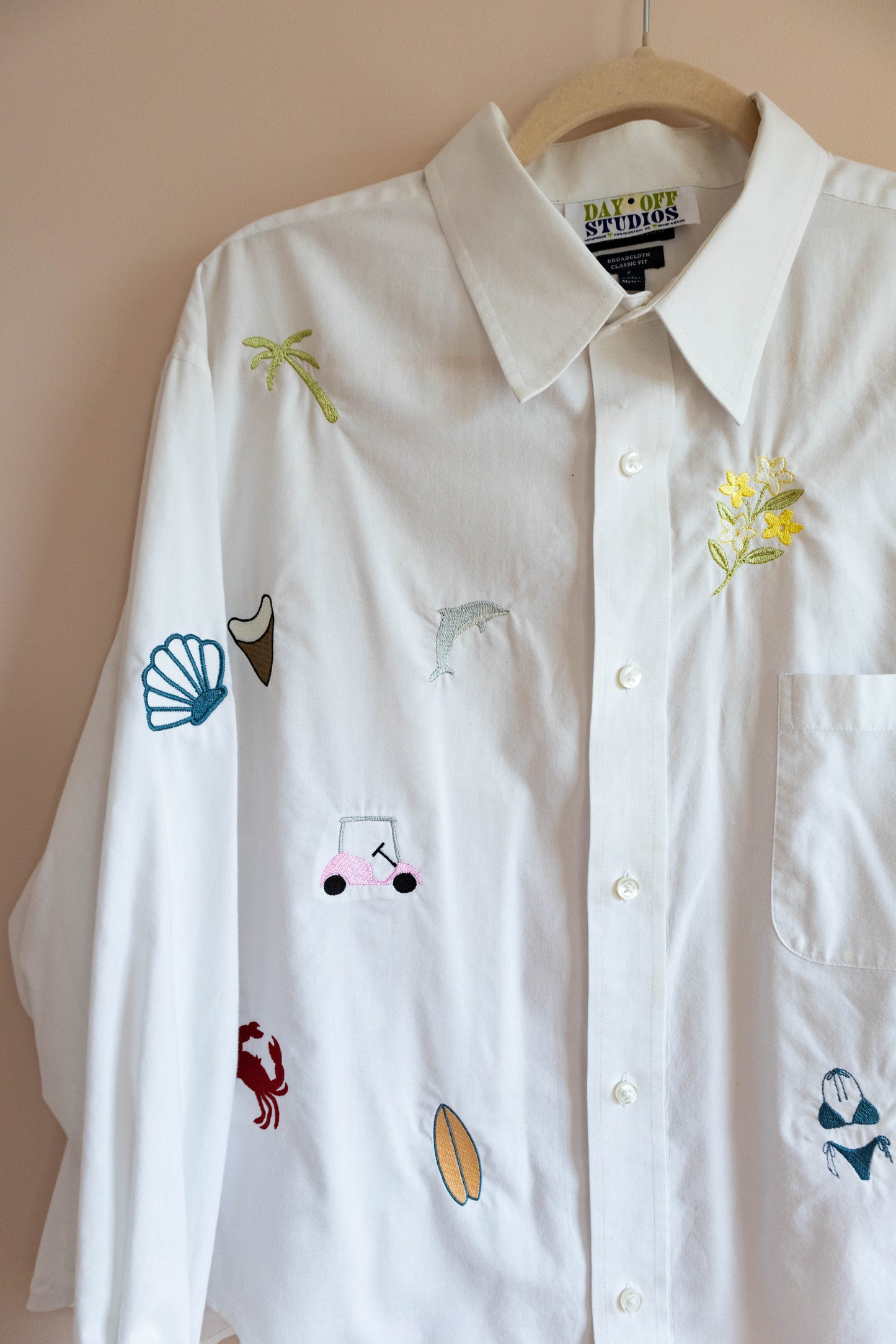 Charleston Things Embroidered Button Down