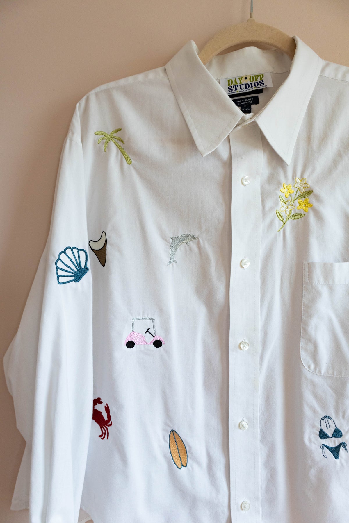 Charleston Things Embroidered Button Down