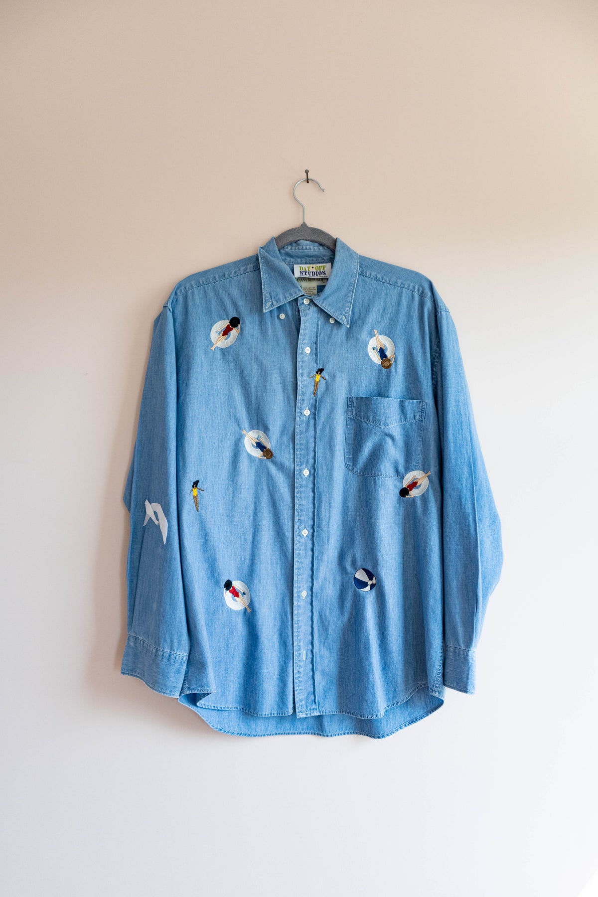 Pool Day Embroidered Chambray Button Down