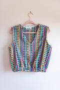 Rainbow Terrycloth Crop Vest