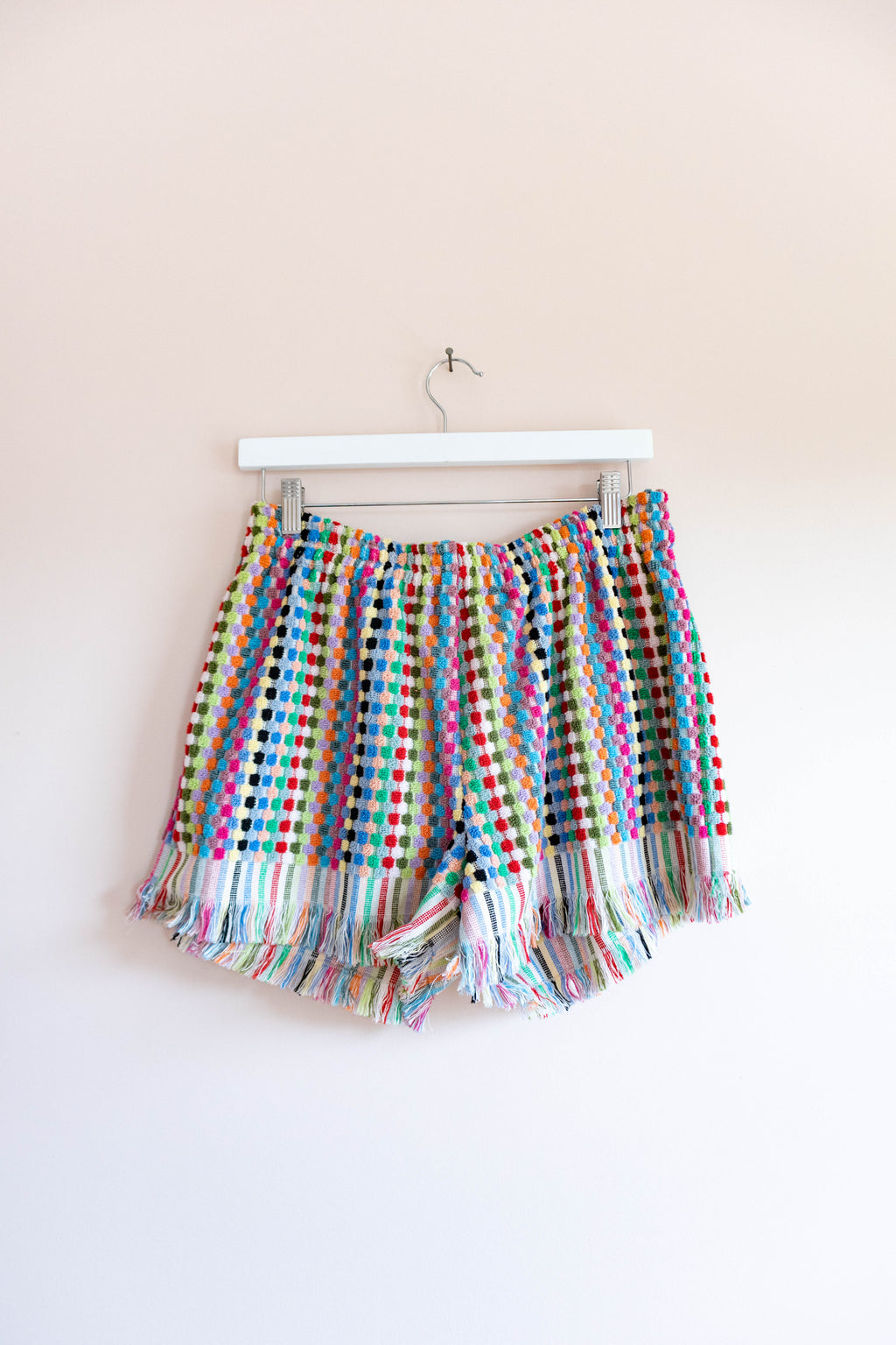 Rainbow Terrycloth Fringe Shorts
