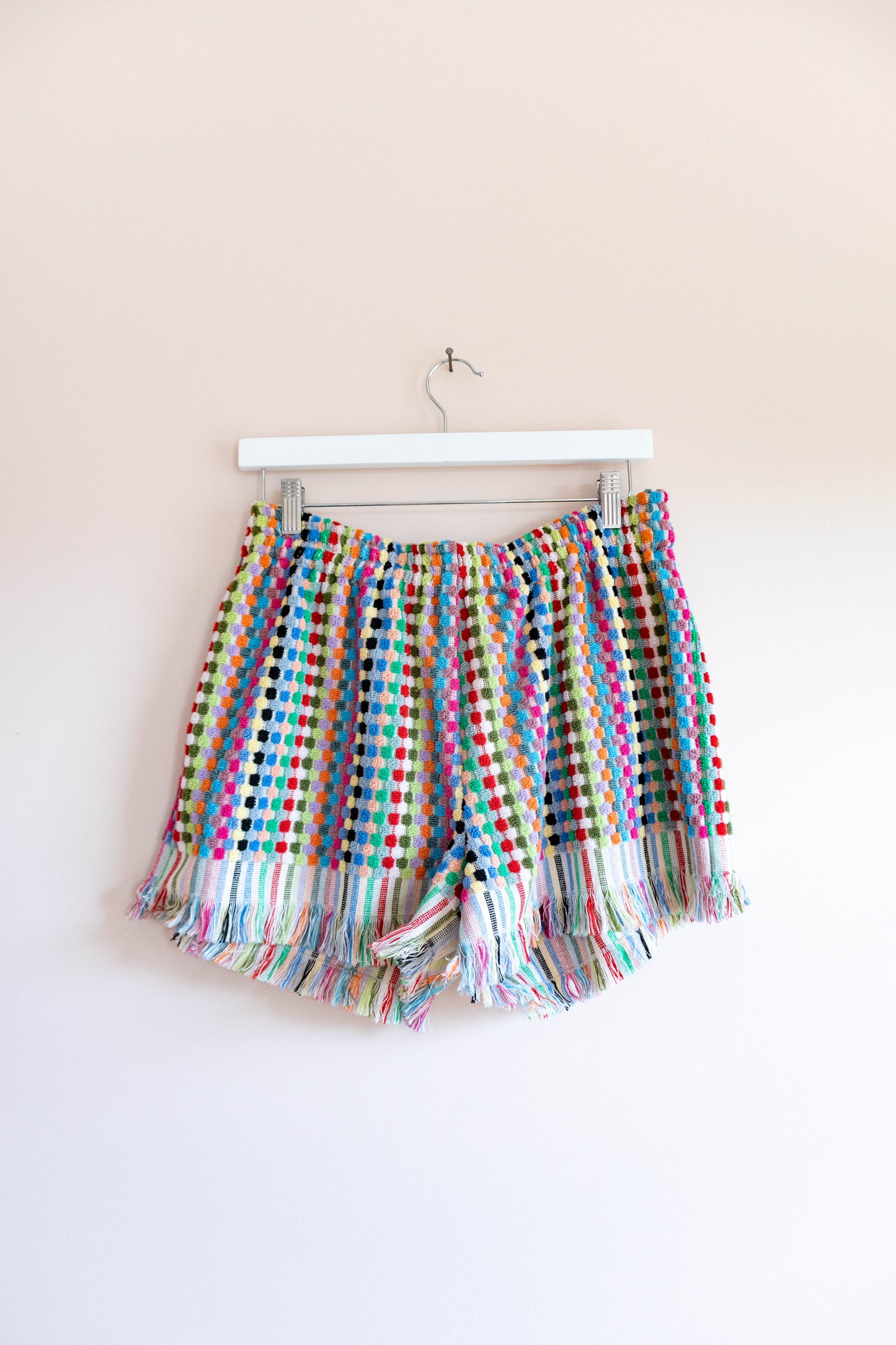 Rainbow Terrycloth Fringe Shorts