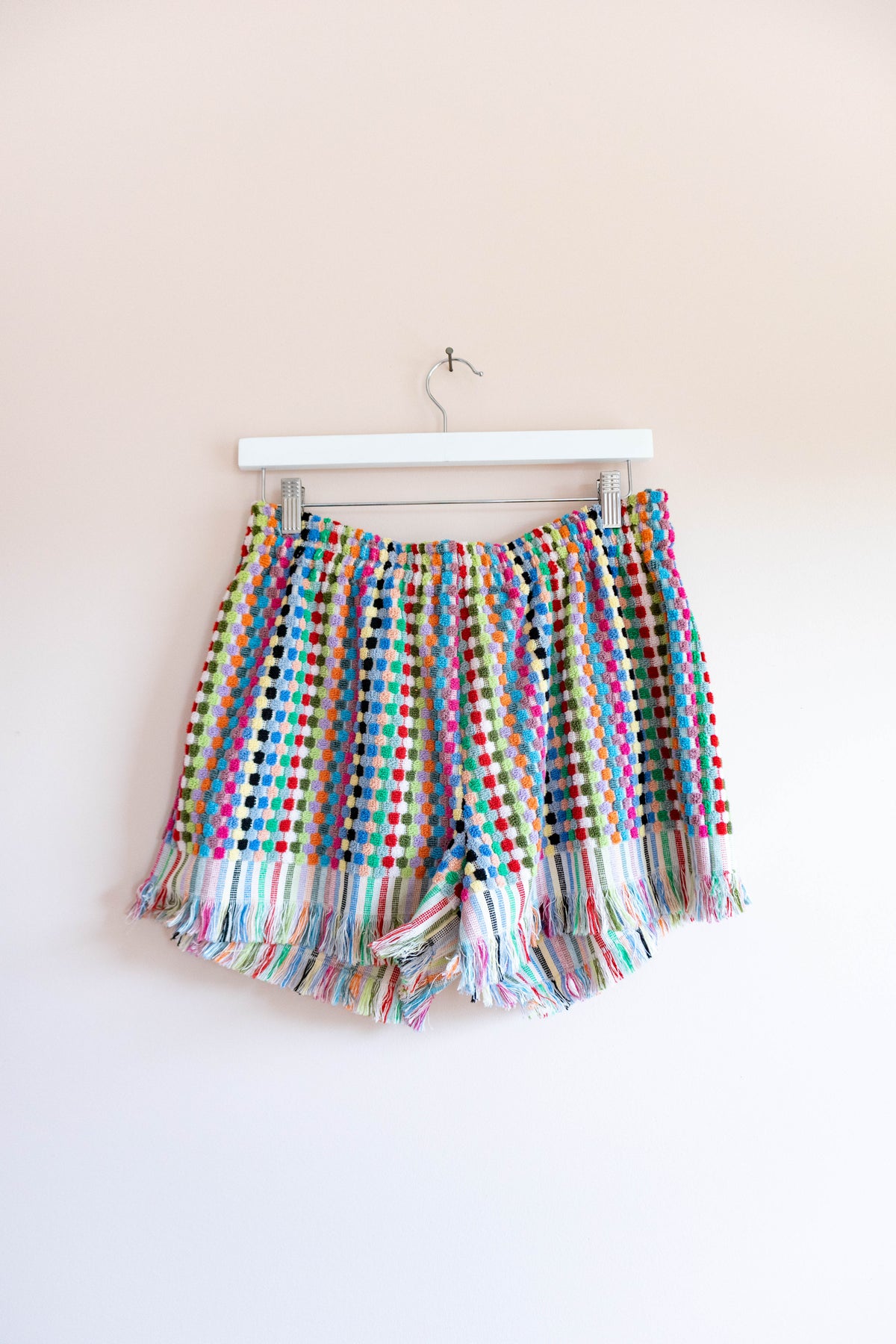 Rainbow Terrycloth Fringe Shorts
