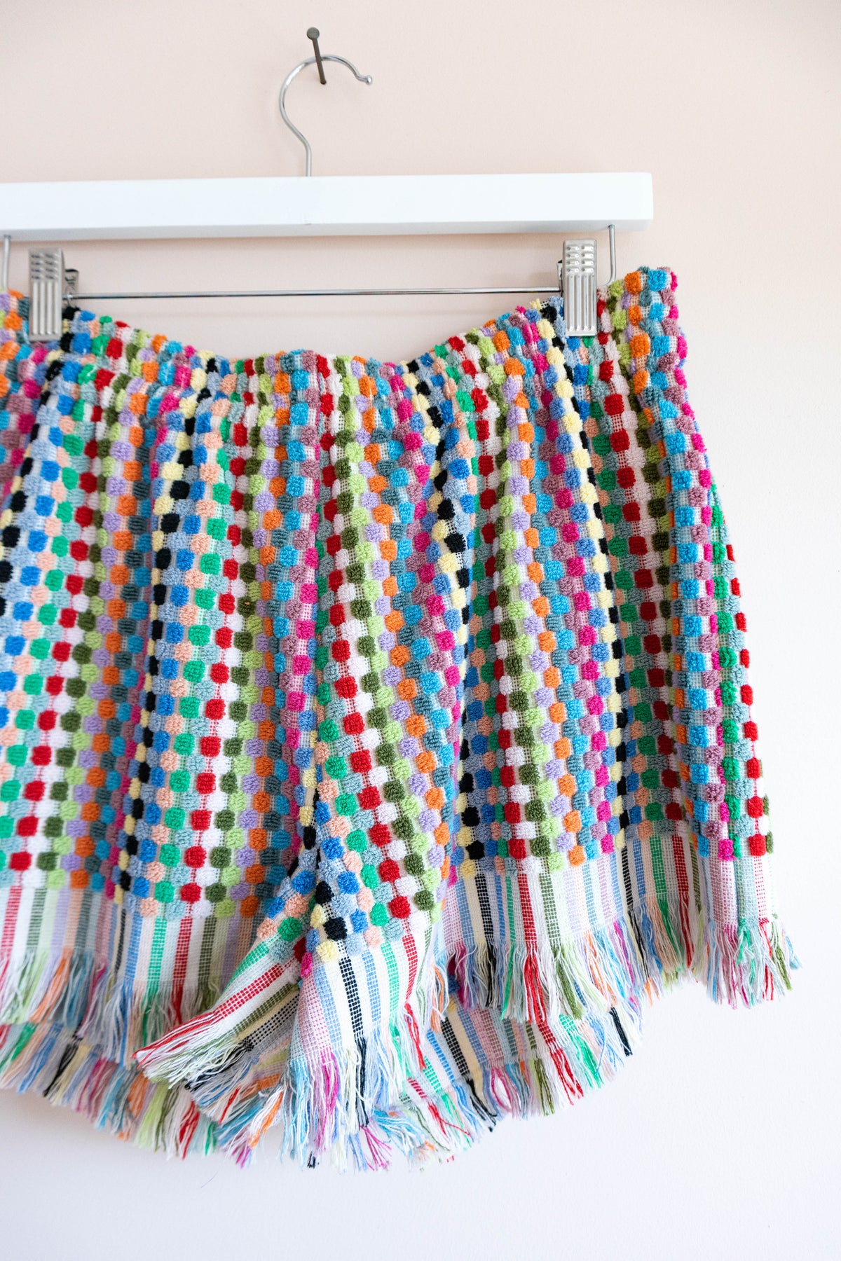 Rainbow Terrycloth Fringe Shorts