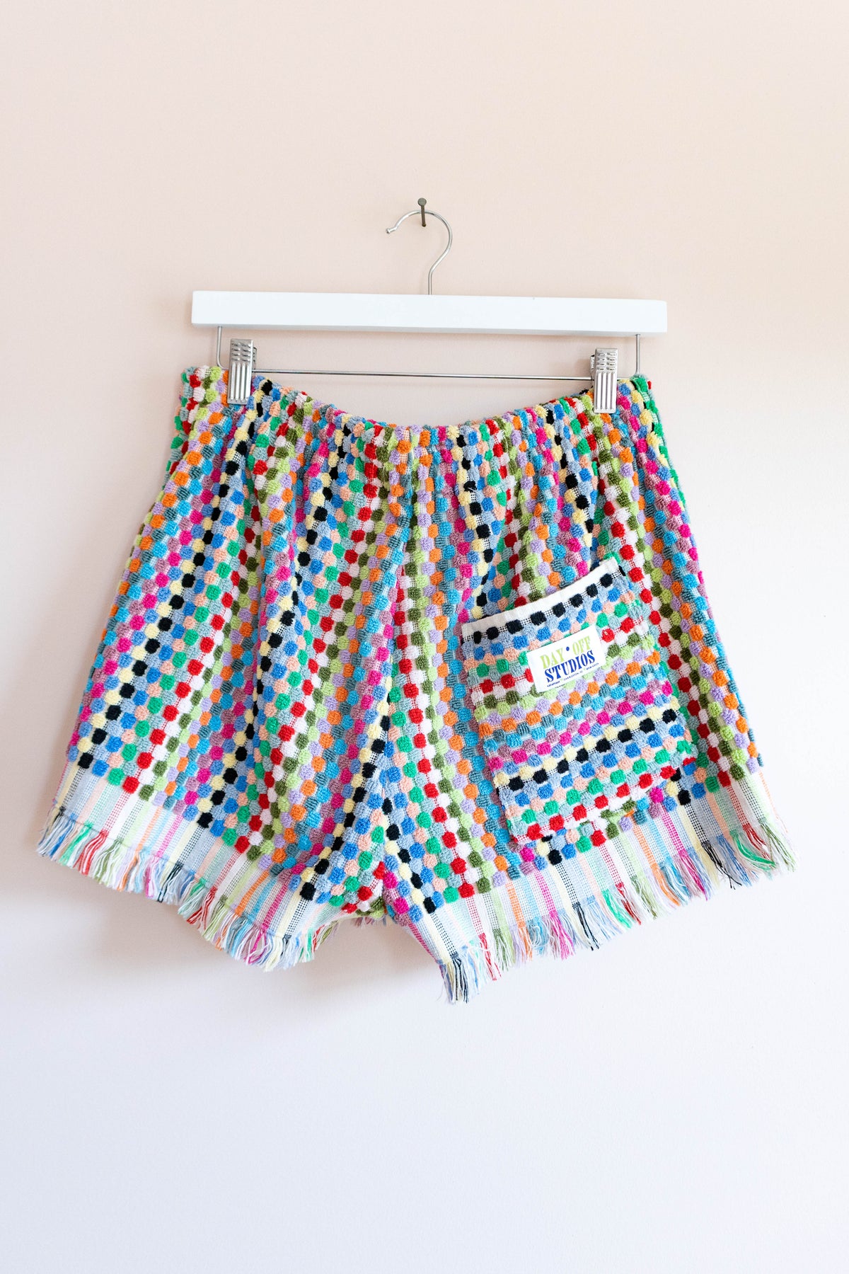 Rainbow Terrycloth Fringe Shorts