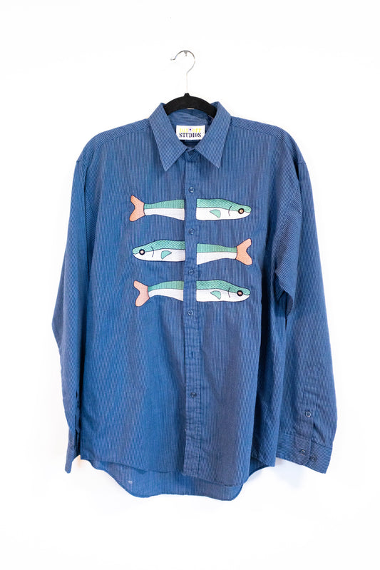 Sardine Squad - Upcycled Button Down