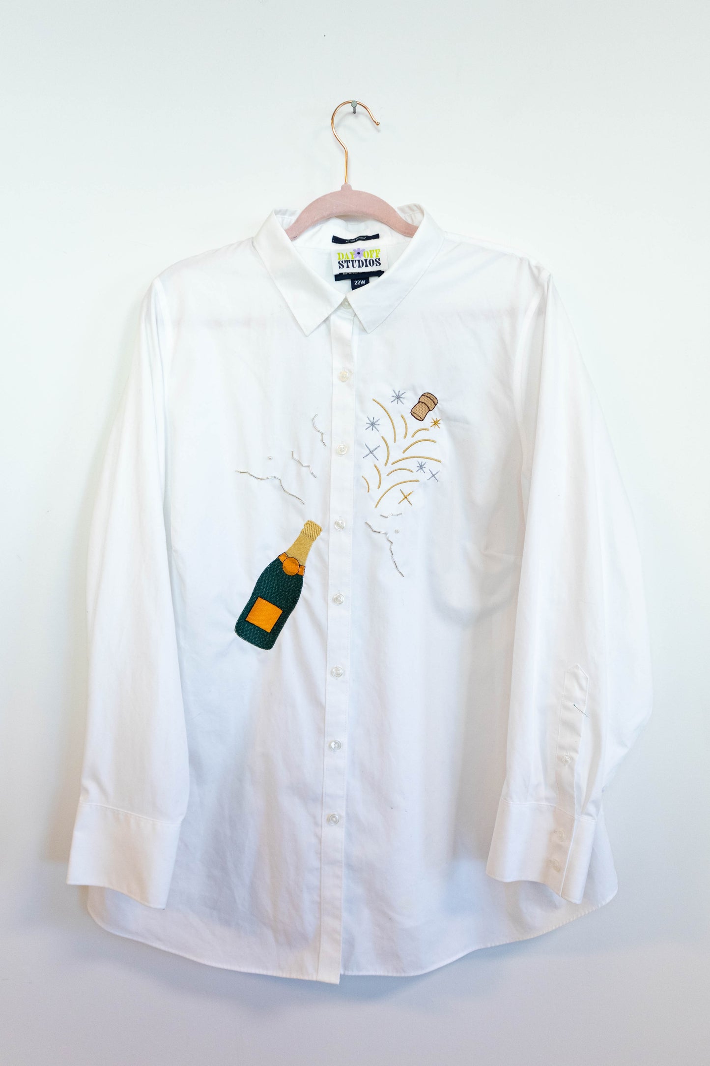 Champagne Pop Embroidered Button-Down - Large