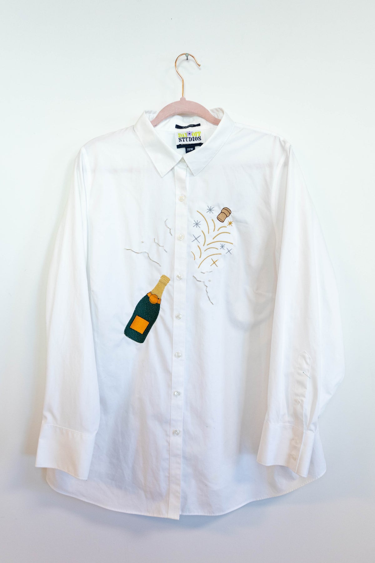 Champagne Pop Embroidered Button-Down - Large
