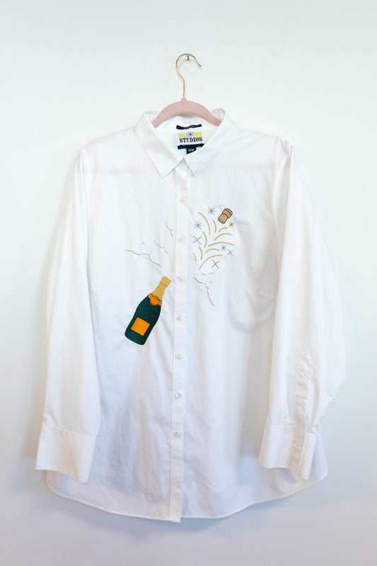 Champagne Pop Embroidered Button-Down - Large
