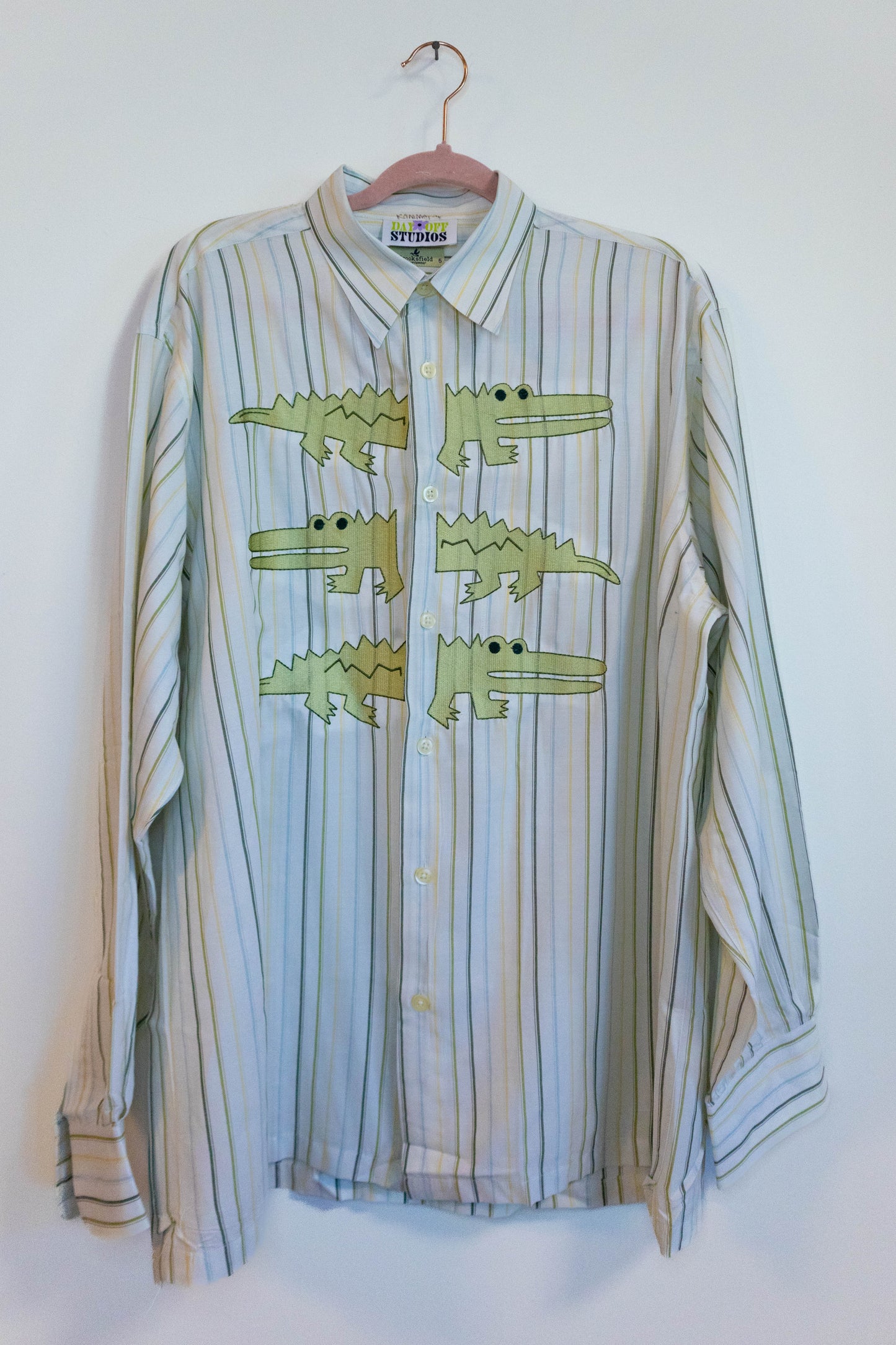 The Gator Gang Shirt - Upcycled Striped Button Down